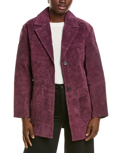 Nvlt Genuine Suede Jacket In Burgundy