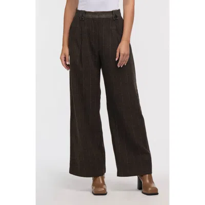 Nvlt Herringbone Wide Leg Pants In Brown