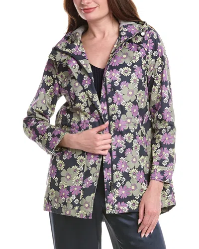 Nvlt Hooded Floral Rain Jacket In Blue
