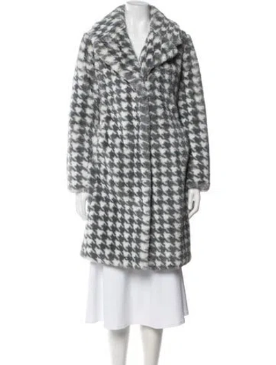 Pre-owned Nvlt Houndstooth Print Faux Fur Coat In Gray