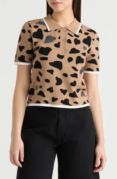 Nvlt Jacquard Polo Sweater In Brown