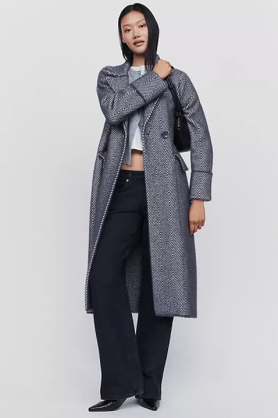 Nvlt Jen Double Breasted Coat Jacket In Gray