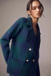 Nvlt Knit Fringe Blazer Coatigan Jacket In Blue