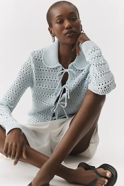 Nvlt Knit Tie-front Jacket In Blue