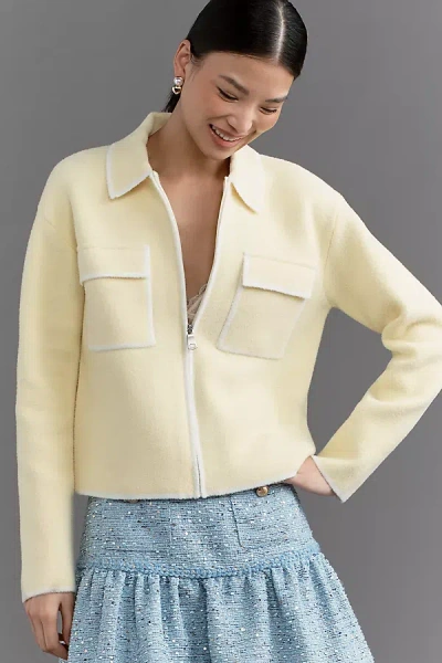 Nvlt Knit Zip-front Shacket Jacket In Neutral