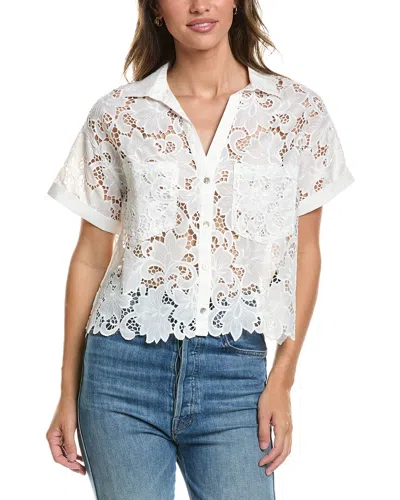 Nvlt Lace Open Neck Camp Shirt In White