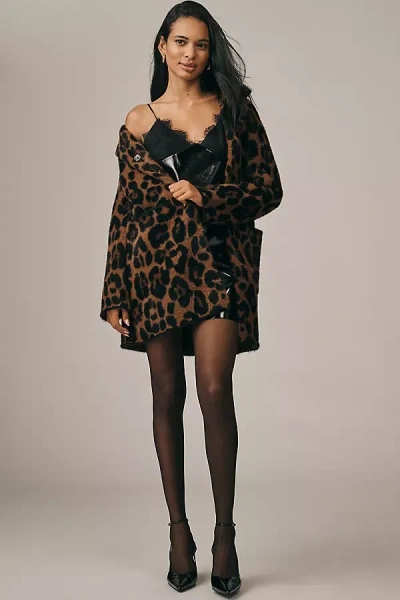 Nvlt Leopard Knit Duster Jacket In Brown