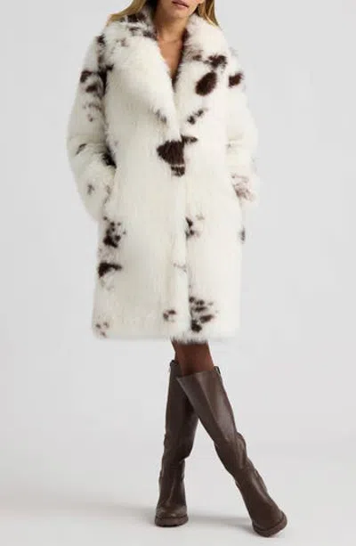Nvlt Leopard Print Faux Fur Coat In White