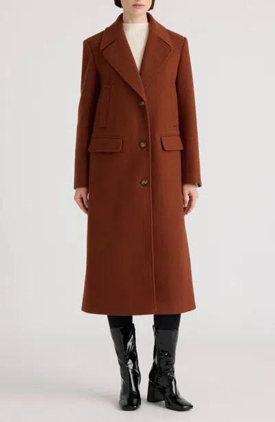 Nvlt Longline Coat In Burnt Caramel