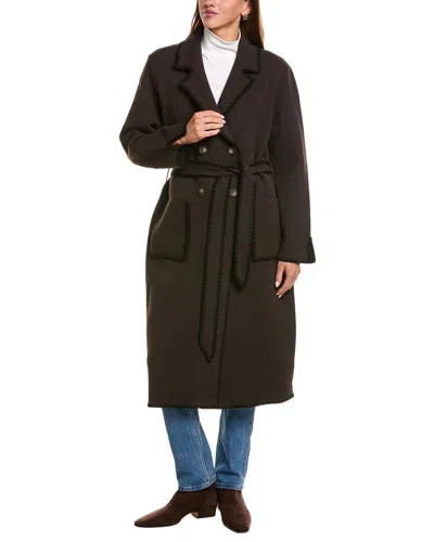 Nvlt Longline Eyelash Wrap Coat In Brown