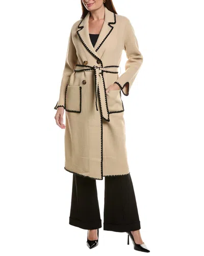 Nvlt Longline Eyelash Wrap Coat In Brown