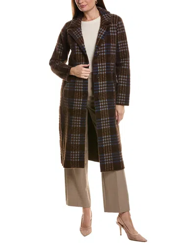 Nvlt Longline Single Breasted Eyelash Coatigan In Brown