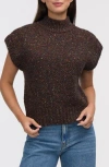 Nvlt Marled Mock Neck Cap Sleeve Sweater In Brown