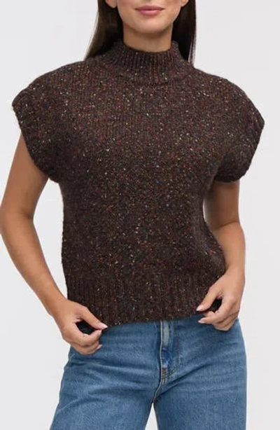 Nvlt Marled Mock Neck Cap Sleeve Sweater In Multi