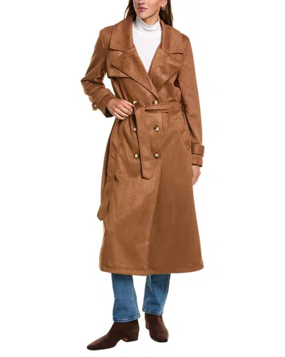Nvlt Maxi Length Trench Coat In Orange