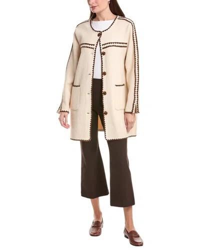 Nvlt Mid Length Herringbone Mink Eyelash Coat In Yellow
