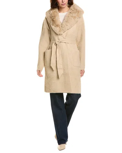 Nvlt Mid Length Wrap Coatigan In Neutral