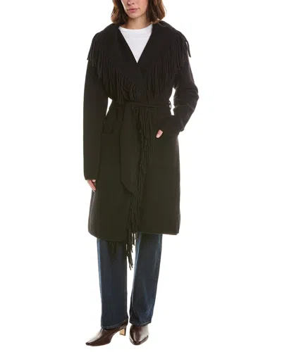 Nvlt Mid-length Eyelash Wrap Coatigan In Black