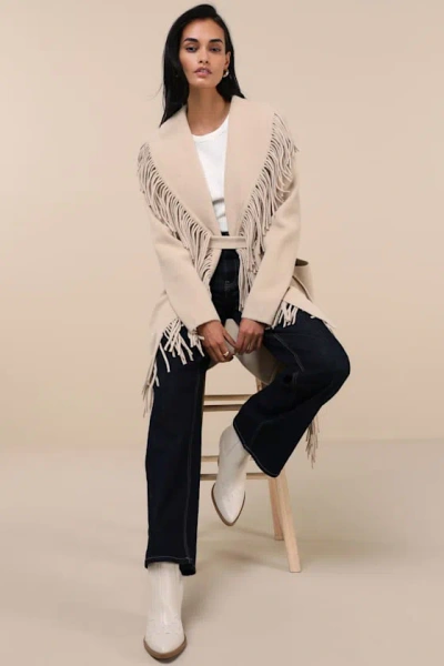 Nvlt Mink Beige Eyelash Fringe Coatigan