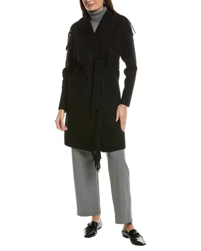 Nvlt Mink Eyelash Wrap Coatigan In Black