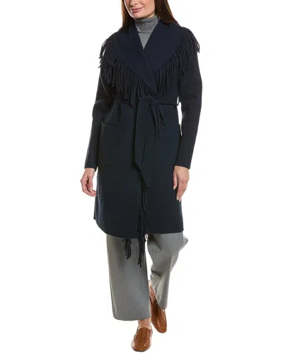 Nvlt Mink Eyelash Wrap Coatigan In Blue