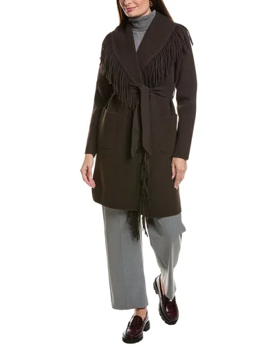 Nvlt Mink Eyelash Wrap Coatigan In Brown