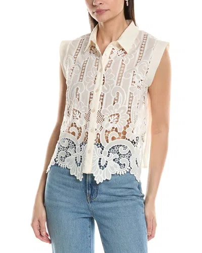 Nvlt Mix Media Lace Top In White