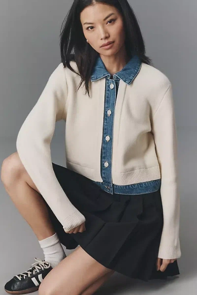 Nvlt Mixed Denim Knit Jacket In Metallic