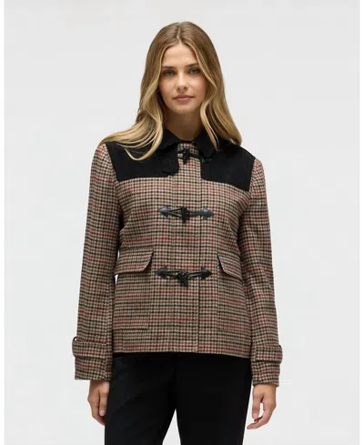 Nvlt Multi Houndstooth Plaid Jacket In Beige In Brown