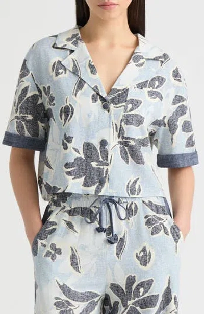 Nvlt Notch Collar Button Front Shirt In Blue
