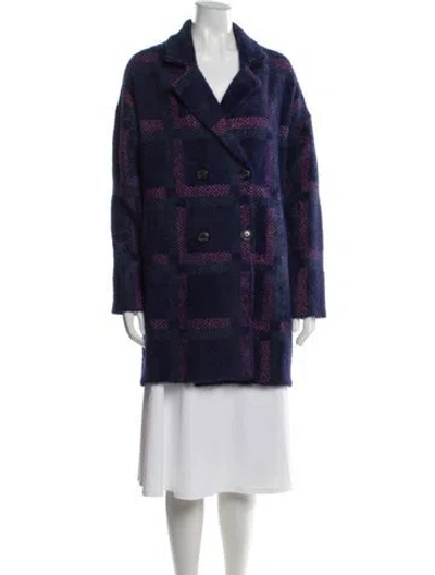 Pre-owned Nvlt Nylon Plaid Print Coat In Blue