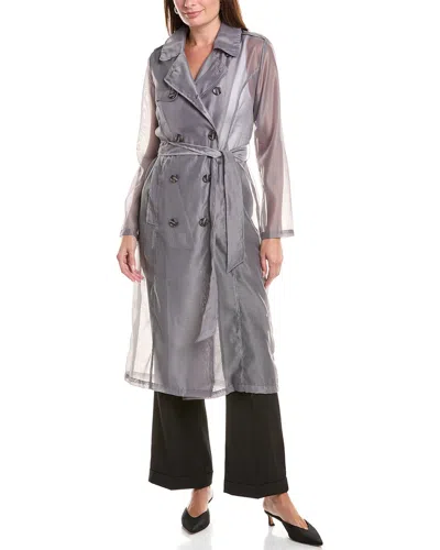 Nvlt Organza Trench Coat In Grey