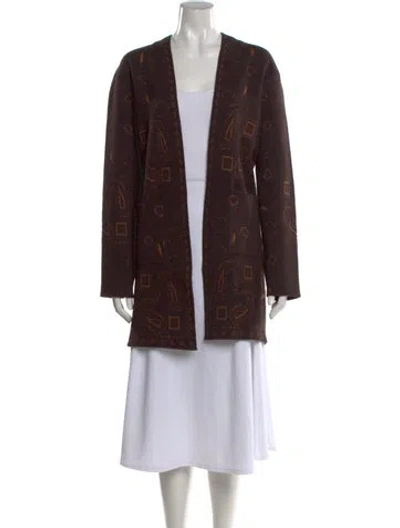 Pre-owned Nvlt Paisley Print Open Front Sweater In Brown