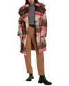 Nvlt Plaid Faux-fur Luxious Coat Jacket In Brown