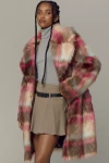 Nvlt Plaid Faux-fur Luxious Coat Jacket In Multicolor