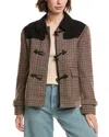 Nvlt Mixed Media Houndstooth Check Jacket In Brown