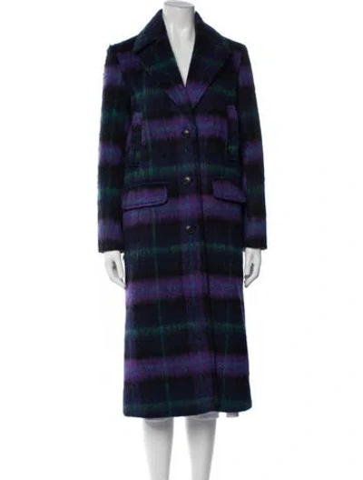 Pre-owned Nvlt Plaid Print Coat In Blue