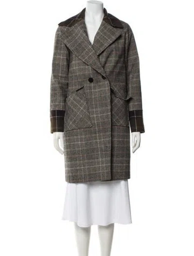 Pre-owned Nvlt Plaid Print Coat In Brown