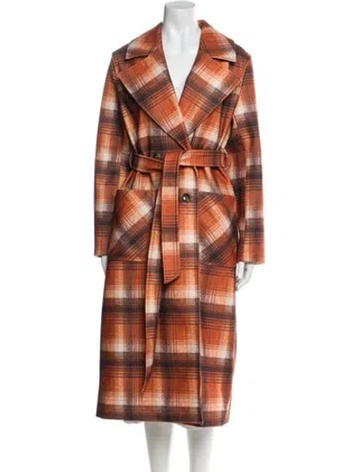 Pre-owned Nvlt Plaid Print Trench Coat In Orange