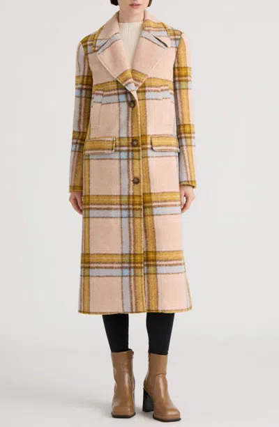 Nvlt Plaid Single Breasted Coat In Pink Plaid
