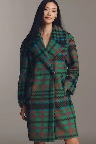 Nvlt Plaid Wool Blend Mid-length Coat Jacket In Green