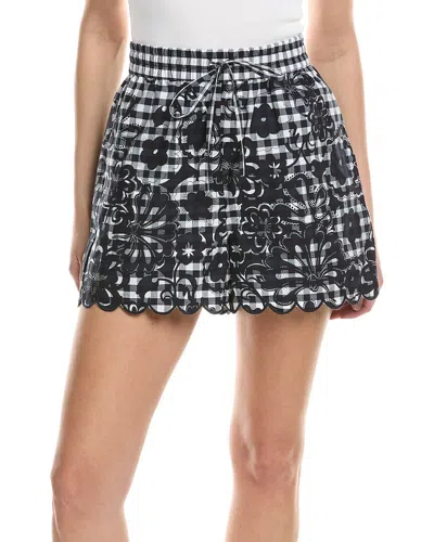 Nvlt Poplin Gingham Scallop Short In Black