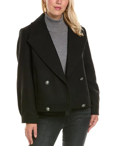 Nvlt Retro Wool-blend Peacoat In Black