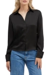 Nvlt Satin Button-up Shirt In Black