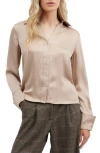 Nvlt Satin Button-up Shirt In Champagne