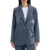 Nvlt Sequin Embellished Single Button Blazer In Blue