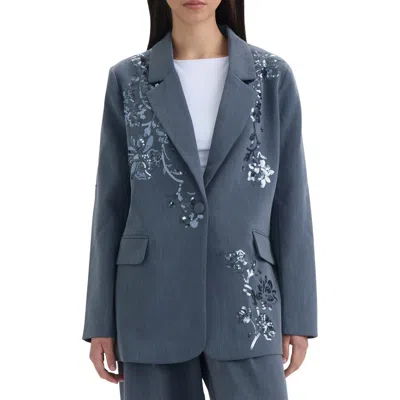 NVLT NVLT SEQUIN EMBELLISHED SINGLE BUTTON BLAZER