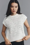 Nvlt Sequin Embroidered Flower Sweater Vest In Neutral