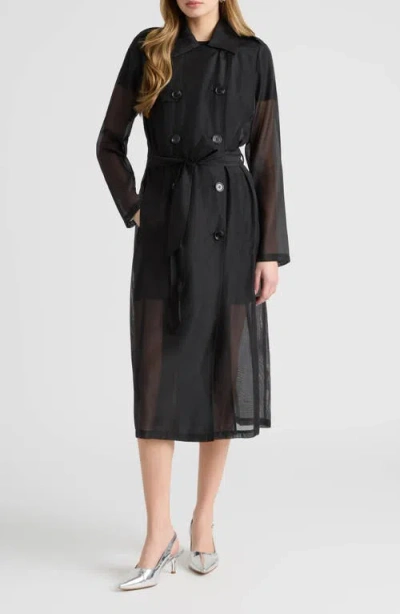 Nvlt Sheer Trench Coat In Black
