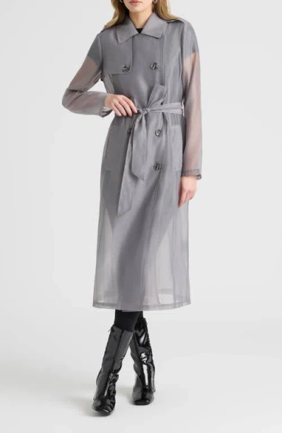Nvlt Sheer Trench Coat In Gray